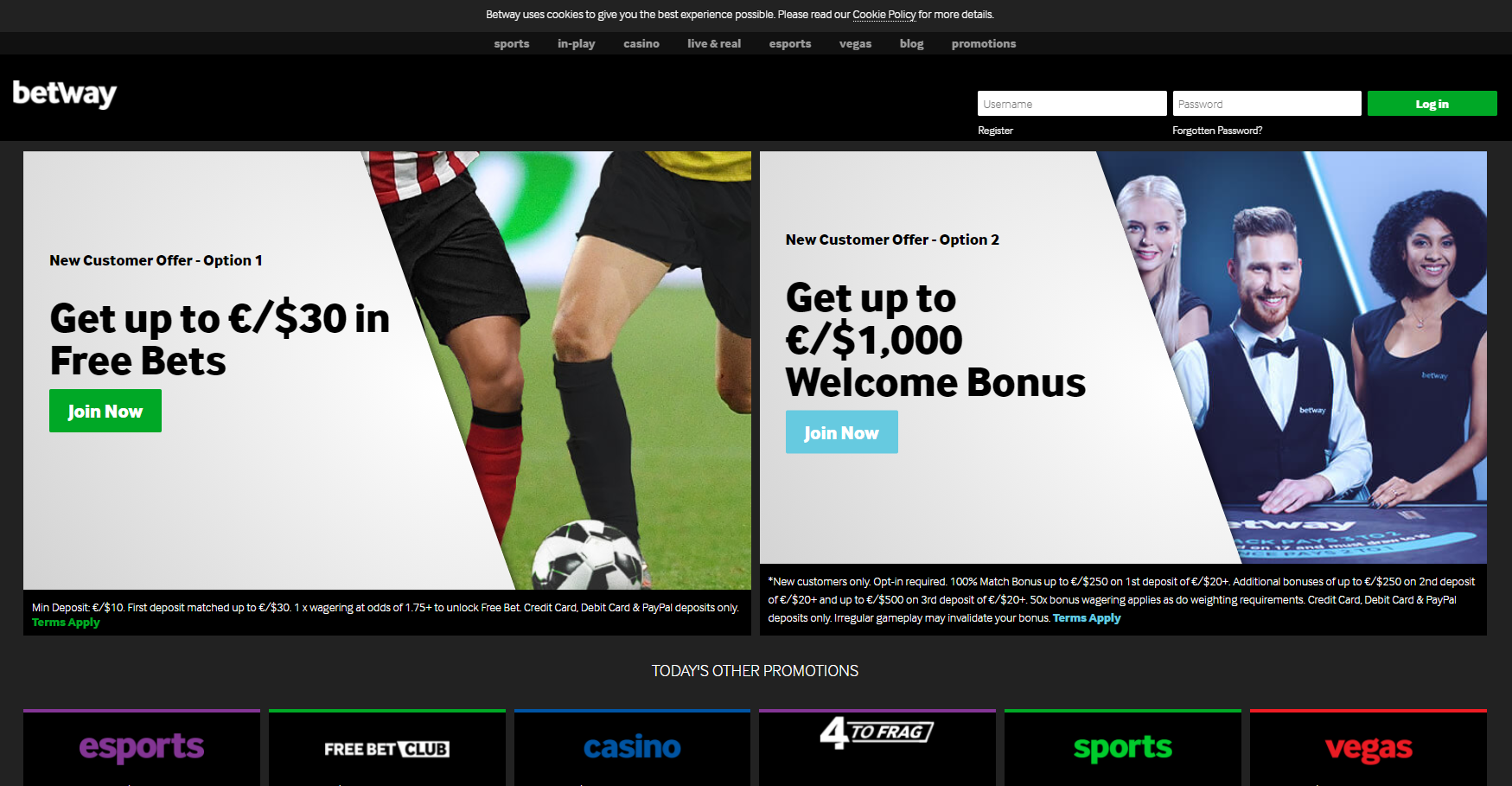 Betway casino login